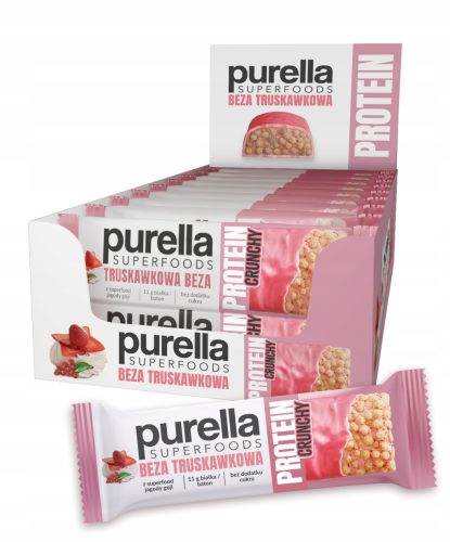 Purella Protein Crunchy Erdbeer-Baiser Riegel – Ohne Zuckerzusatz, 15x45g