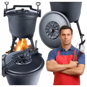    Gusseiserner Jagdtopf Ungarischer Schmortopf Braten fürs Lagerfeuer GRILL 8L