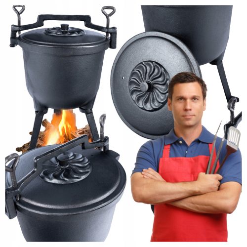  Gusseiserner Jagdtopf Ungarischer Schmortopf Braten fürs Lagerfeuer GRILL 8L