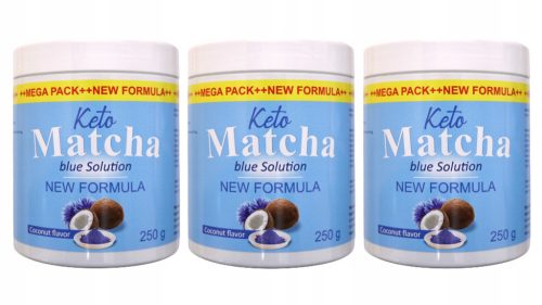 Keto Matcha Blue MEGA PACK 250g - Unterstützung für Ihre Diät mit köstlichem Kokosgeschmack