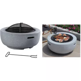    ELEGANTE GARTENKAMINSCHALE aus Stein 4 in 1 GRILLKAMIN TERRASSE GARTEN