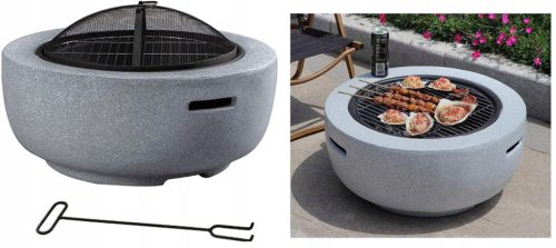  ELEGANTE GARTENKAMINSCHALE aus Stein 4 in 1 GRILLKAMIN TERRASSE GARTEN