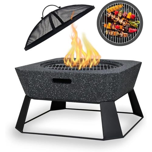  ELEGANTE GARTENKAMIN-BETONSCHALE GARTENKAMIN-GRILL 4in1 STEIN