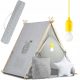 TIPI Zelt für Kinder HAUS Kissen LED LAMPE PREMIUM Baumwolle Nukido