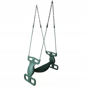    Doppelte Schaukel aus Kunststoff mit Fußstützen Dunkelgrün für Kinder für den Spielplatz