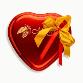   Handgefertigte Pralinen im eleganten Metallherz – 25 Stück von M.Pelczar Chocolatier