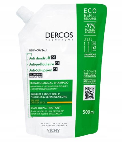 Vichy Dercos DS Anti-Schuppen Shampoo für trockene Haare Eco-Refill 500 ml