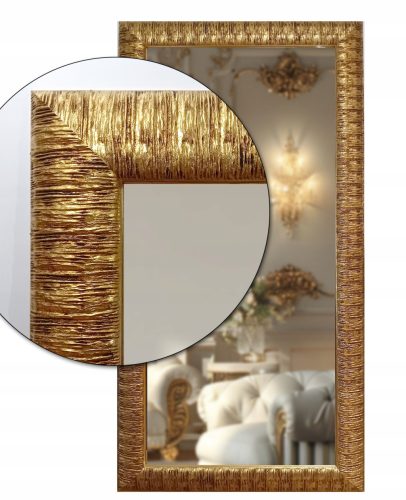  Exklusiver Spiegel in einem goldenen, modernen, dicken Holzrahmen 100x100 d8