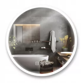    Runder Badezimmerspiegel mit Beleuchtung, LED-Netzwerk und Bluetooth FFJ 80 cm