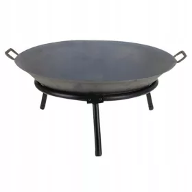  Schwarze Feuerstelle aus Gusseisen mit Griffen, 60 cm