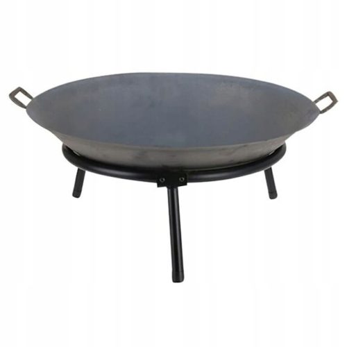  Schwarze Feuerstelle aus Gusseisen mit Griffen, 60 cm