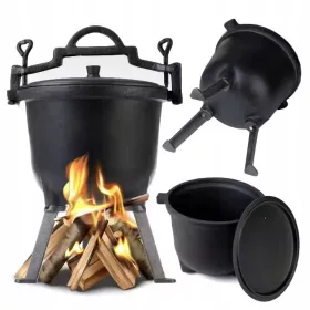    Gusseisentopf, ungarischer Topf, Jagdtopf, Lagerfeuer, Braten, Grill, 15 l
