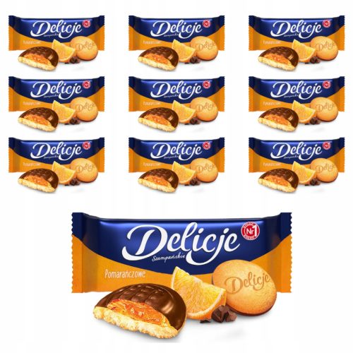 10er Pack Delicje Schokoladenkekse mit Orangengelee 147g