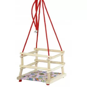  HOLZSCHAUKEL MIT KISSEN, KREISEL, VERSTELLBAREN SEILEN