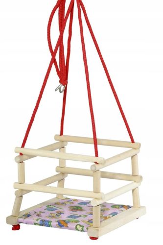  HOLZSCHAUKEL MIT KISSEN, KREISEL, VERSTELLBAREN SEILEN