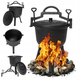    Gusseisentopf 5L Ungarischer Jagdtopf Bratstücke für Grill Lagerfeuer
