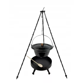  Emaillierter Kessel 10 + Deckel KAMIN 40 cm Dreibein 120 cm
