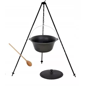    UNGARISCHES JAGDKÄTZCHEN AUS GUSSEISEN, 8 L, STÄNDER und Deckel aus Gusseisen