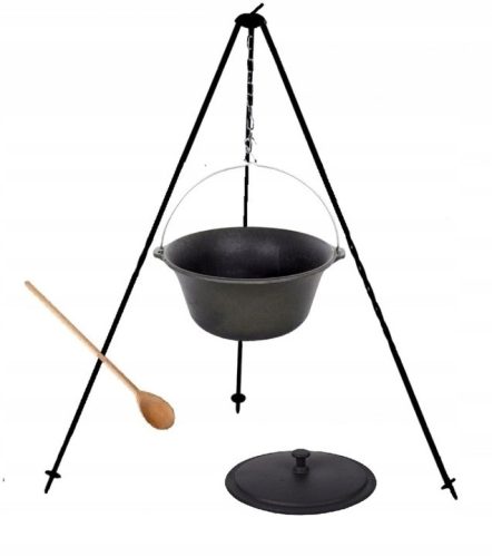  UNGARISCHES JAGDKÄTZCHEN AUS GUSSEISEN, 8 L, STÄNDER und Deckel aus Gusseisen
