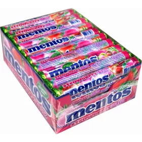   Mentos Strawberry Mix – Kaubonbons mit Drei Erdbeergeschmäcken