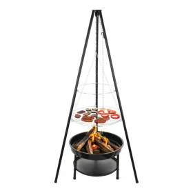  Dreibeinkamin groß hängend Gartenfeuer Grill 2in1