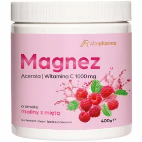   Magnesium Pulver Himbeer-Minze-Geschmack 400g mit Acerola und Vitamin C von Altopharma®