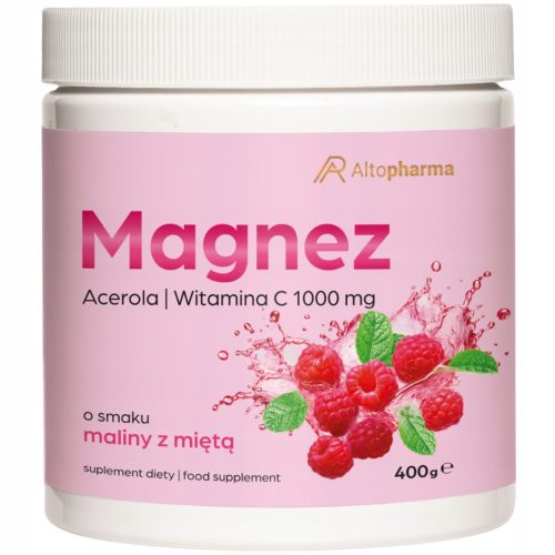 Magnesium Pulver Himbeer-Minze-Geschmack 400g mit Acerola und Vitamin C von Altopharma®