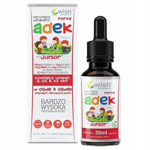 WISH ADEK Forte Junior - Vitamin-Komplex für Kinder, 30 ml, 900 Tropfen