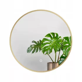    Runder Spiegel im Goldrahmen 70 cm LED Touch Schalter GLAMOUR
