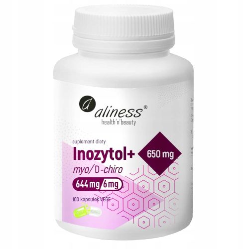 Aliness Inozytol+ 650 mg mit Vitamin B6 – Unterstützt Gedächtnis und Nervensystem – 100 Kapseln