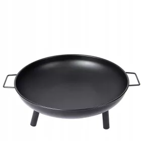    Gartenfeuerstelle 43,5 cm runde Griffe Grillfeuerstelle schwarz tief