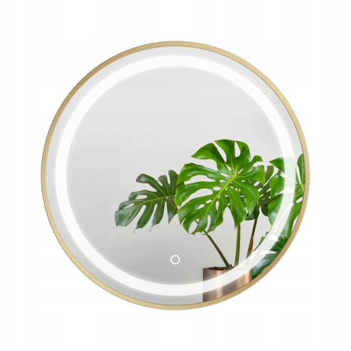  Runder Spiegel RING 80 cm LED im Goldrahmen Touch-Schalter GLAMOUR