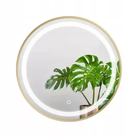    Runder Spiegel RING im Goldrahmen 70 cm LED Touch Schalter GLAMOUR