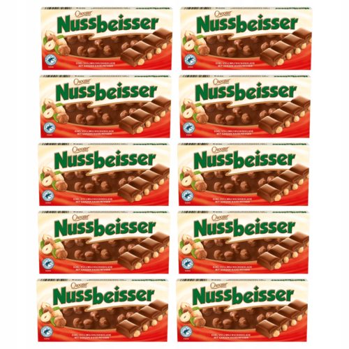Nussbeisser Milchschokolade mit Haselnüssen, 100g-Pack mit 10 Stück