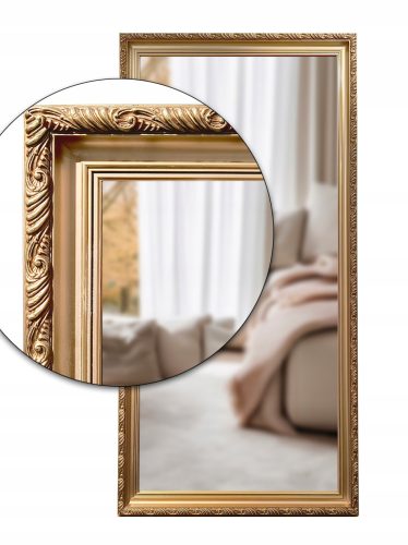  Exklusiver Spiegel im Holz-GOLD-Rahmen, hochwertig, 100x80 e1