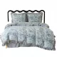 Reversible Flower Print Bedding Set with Ruffle 200x220 in Grey