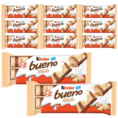 Kinder Bueno White 39g, 11er Pack - Weiße Schokolade und Haselnussfüllung