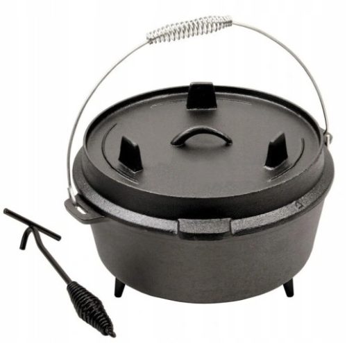  Gusseisentopf 5L zum Aufhängen am Lagerfeuer 2in1 Dutch Oven Topf + Bratpfanne