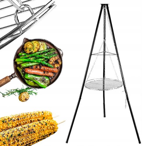  Dreibein mit Rost Garten Hängegrill groß für Kamine 150 cm
