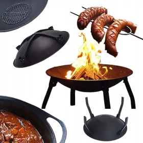    Stahl Garten Feuerschale Kessel Grillschale für Feuerholz 55 cm