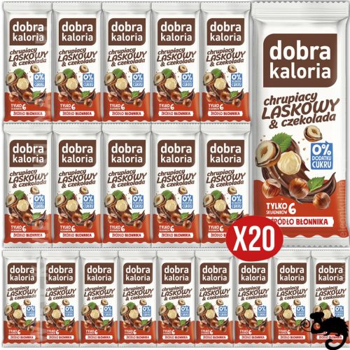 Haselnussriegel ohne Zuckerzusatz, 20 Stück à 35g - Knusprig und Schokoladig