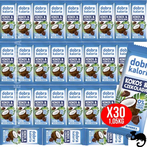 Kokos-Schoko-Riegel, Natürliche Zutaten, 30 Stück à 33g – Kein Zusatz von Zucker, reich an Ballaststoffen