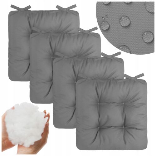  4x WASSERDICHTE KISSEN 50x50 CM GARTENKISSEN FÜR STUHLSET GRAU