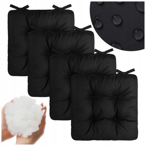  4x WASSERDICHTE KISSEN 50x50 CM GARTENKISSEN FÜR STUHLSET SCHWARZ