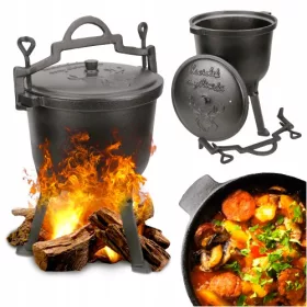    Gusseiserner 4 L Jägertopf fürs Lagerfeuer TOPF Ungarischer Grillbraten