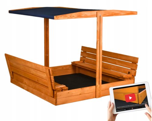  XXL großer Sandkasten mit Dach aus imprägniertem Holz 150 Befestigungslöcher