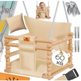  Kinderhängeschaukel aus Holz mit Kissen