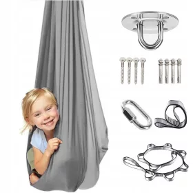    KINDER SENSORISCHE SCHAUKEL HÄNGEMATTE THERAPEUTISCHE SCHAUKEL GRAU