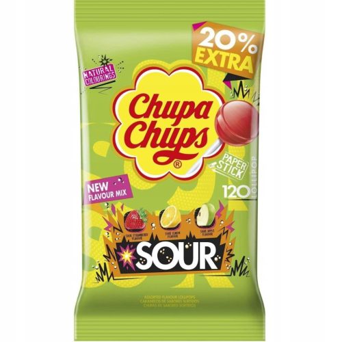 Chupa Chups Sour - Erfrischende Lutscher in drei Geschmacksrichtungen, 120 Stück, 1,44kg
