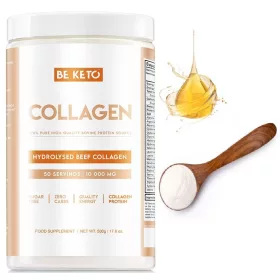   BeKeto Reines Rinderkollagen KETO Geschmacksneutral 500g - Hohe Bioverfügbarkeit und Qualität